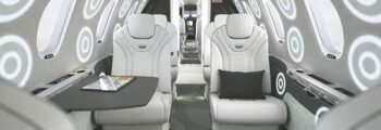 Location de jet privé intérieur, Hawker 750, beige luxueux